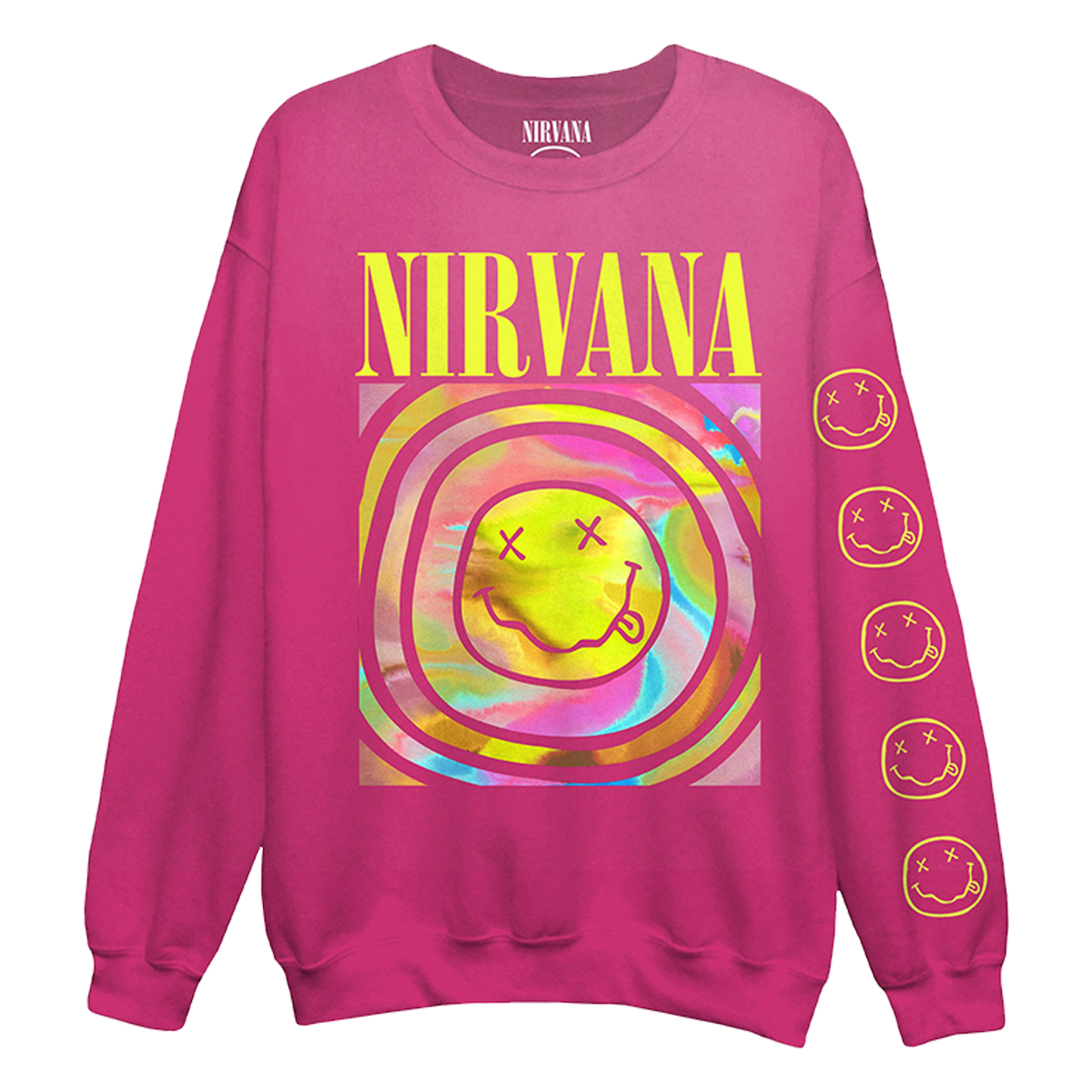 Pink Nirvana Hoodie Nirvana Smiley Face Sweatshirt; Nirvana